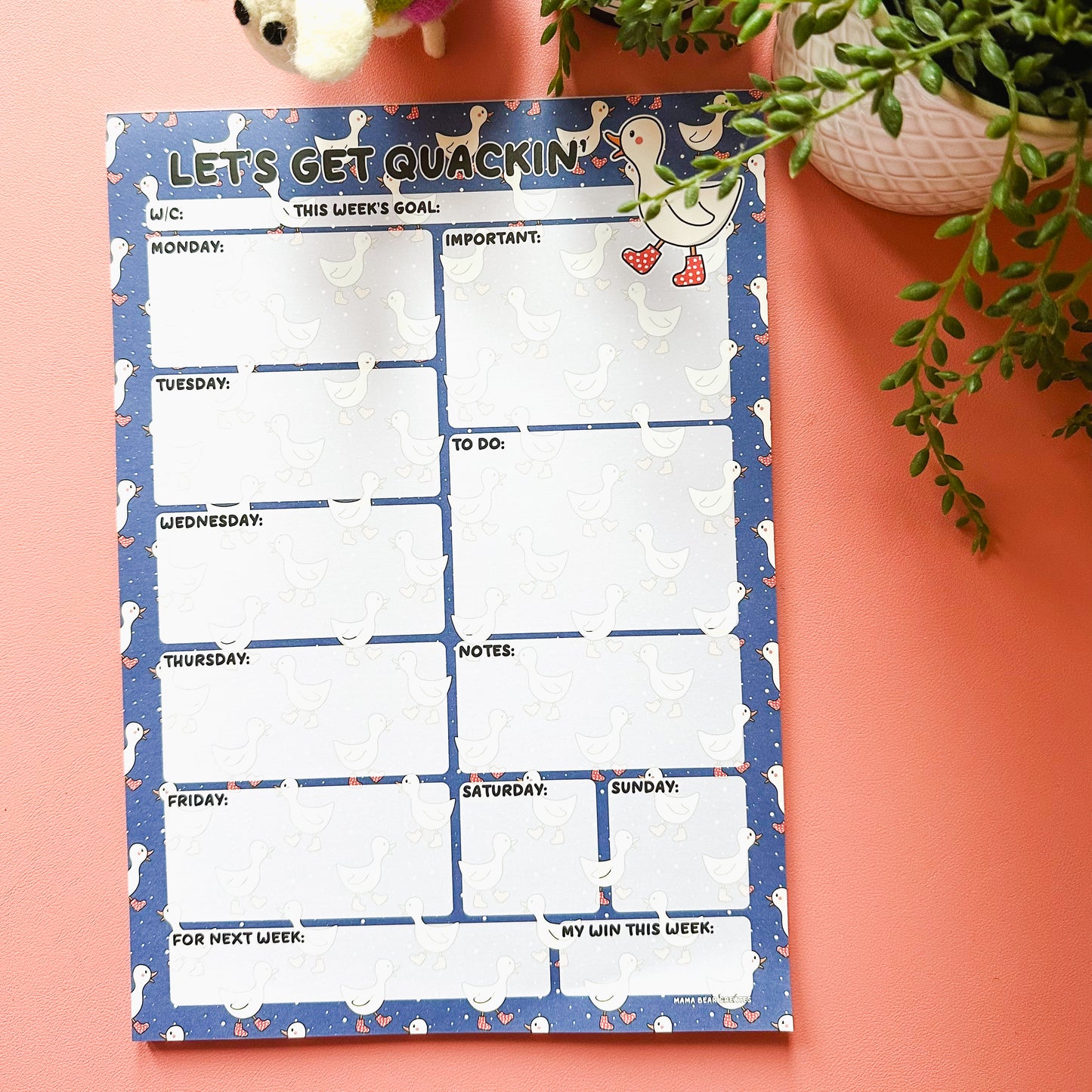 Let's Get Quackin' Weekly Planner Notepad