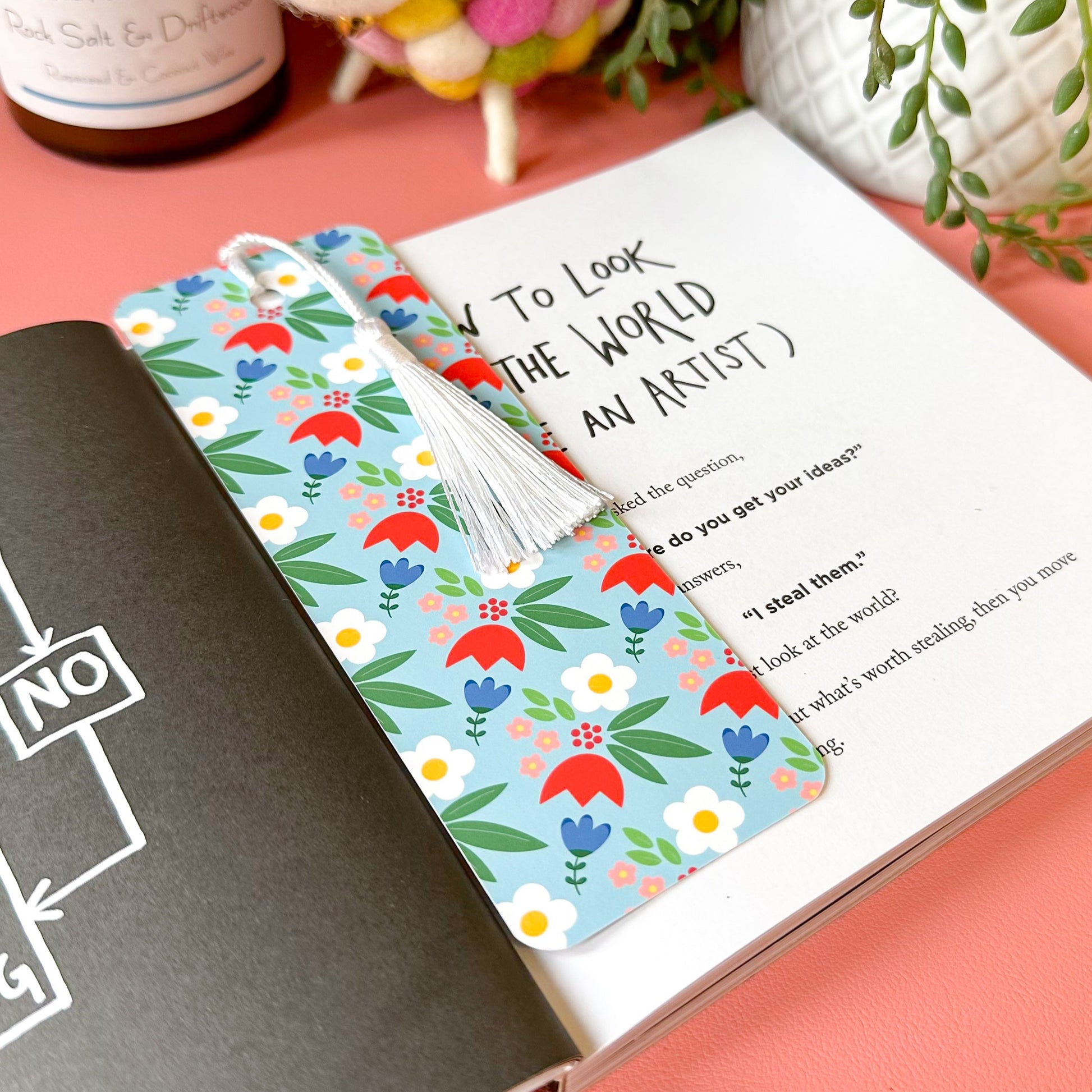 blue floral bookmark