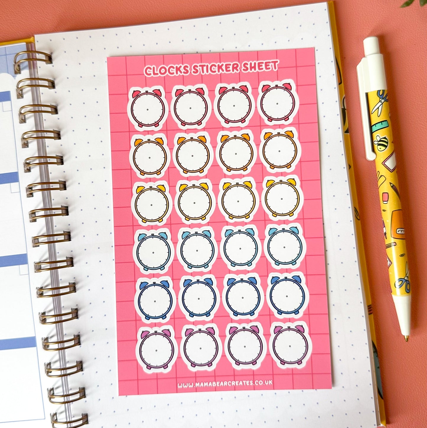 clocks sticker sheet on journal