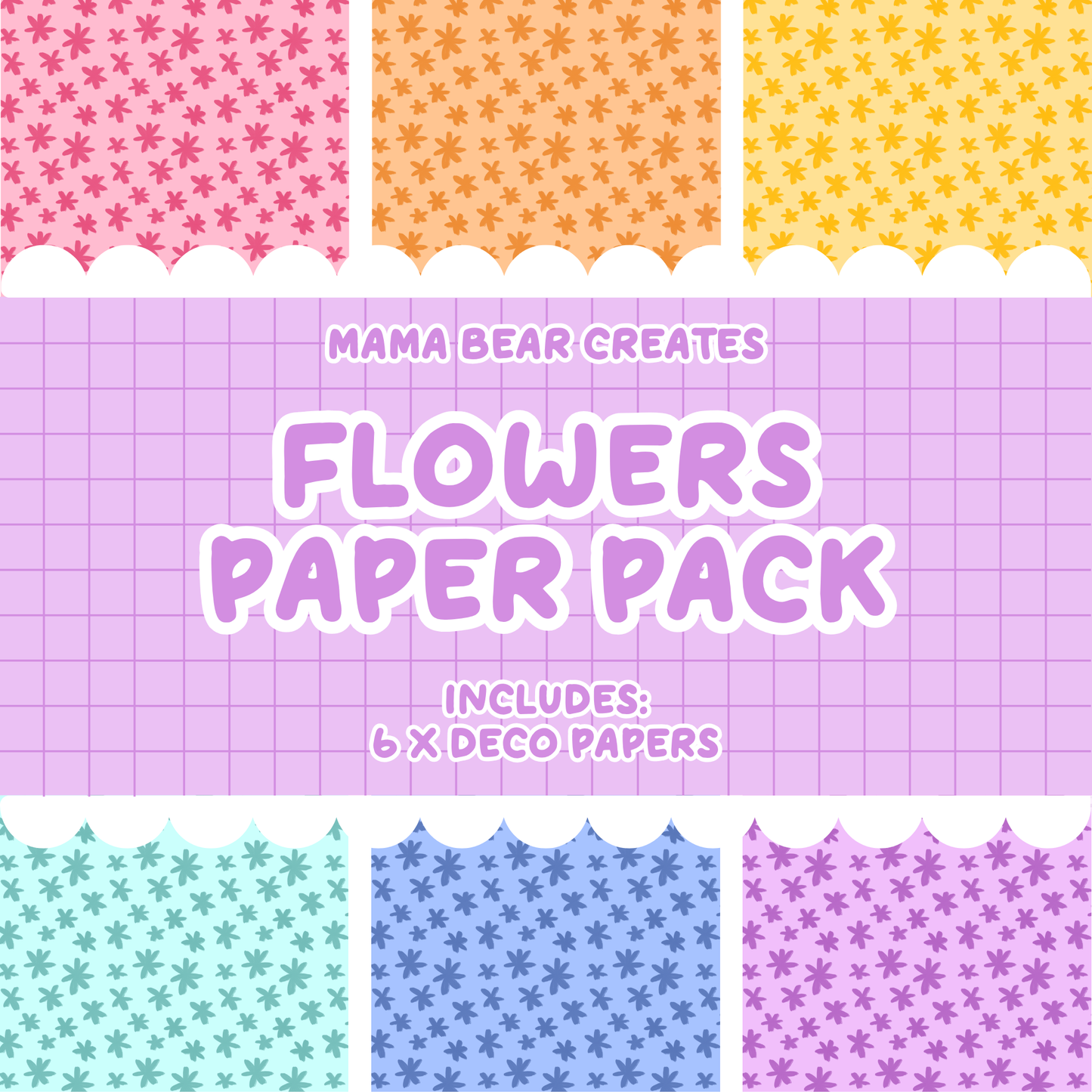 Flowers Dot Paper Pack