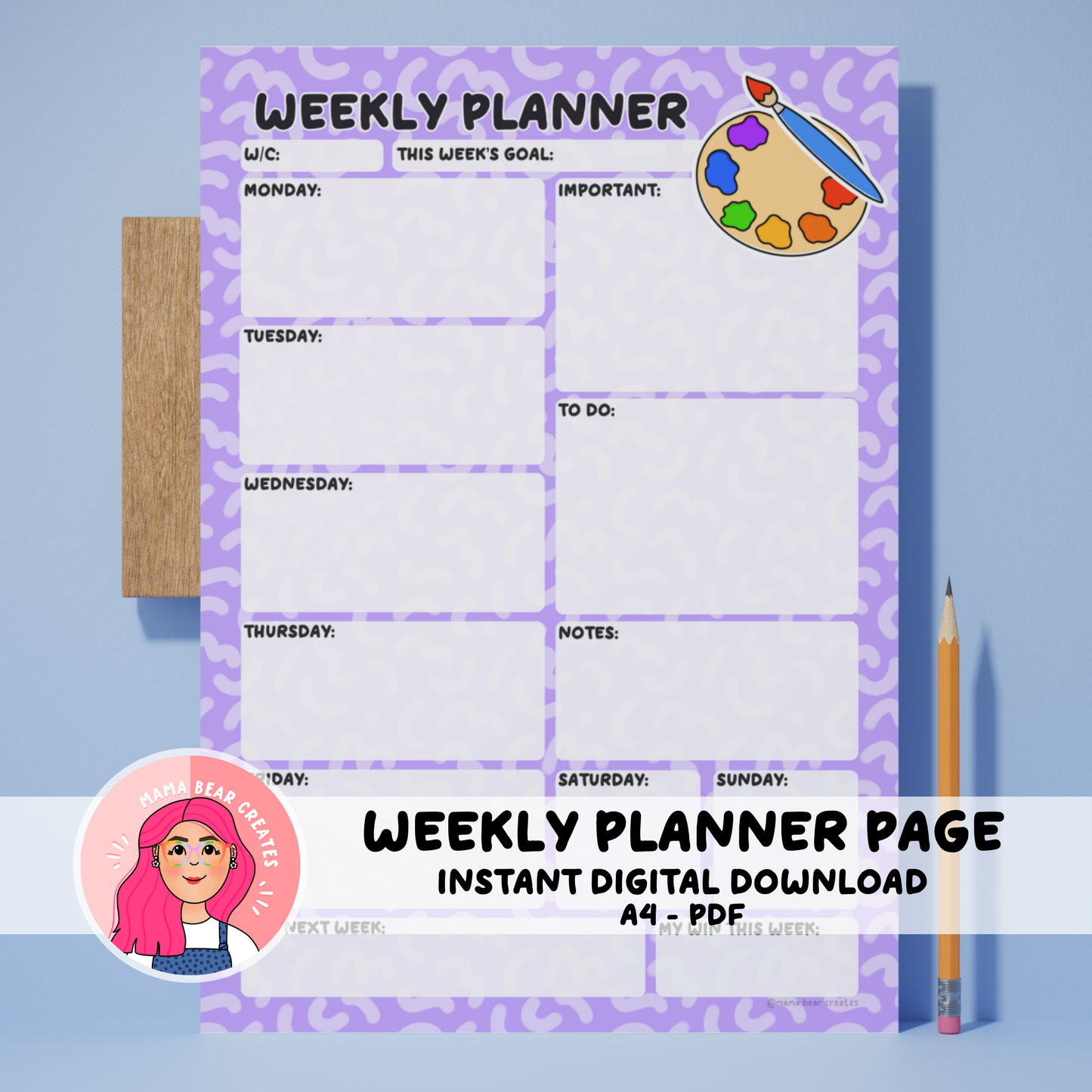 Arty A4 Weekly Planner