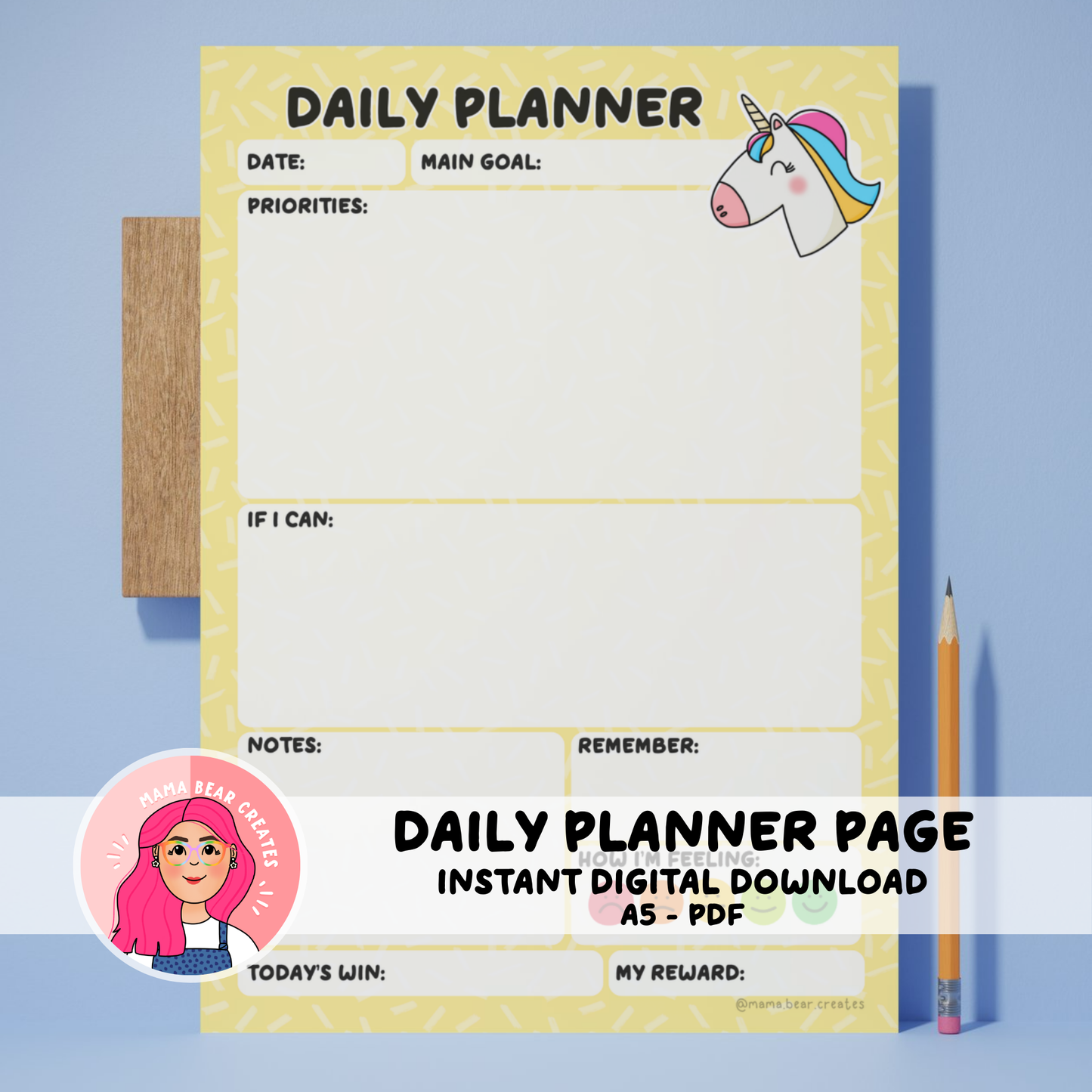 Unicorn A5 Daily Planner