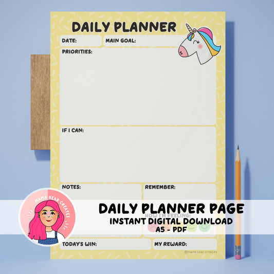 Unicorn A5 Daily Planner