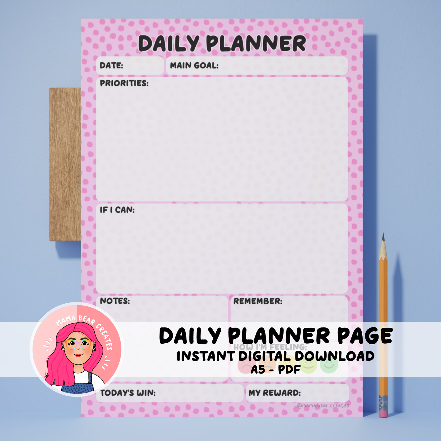 Purple Polkadot A5 Daily Planner