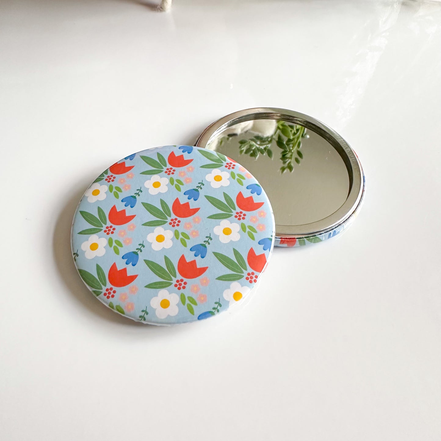 Blue Floral Pocket Mirror