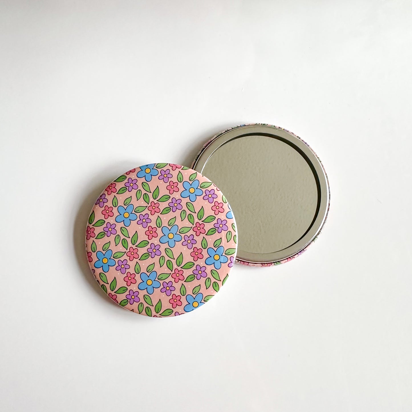 Peachy Floral Pocket Mirror