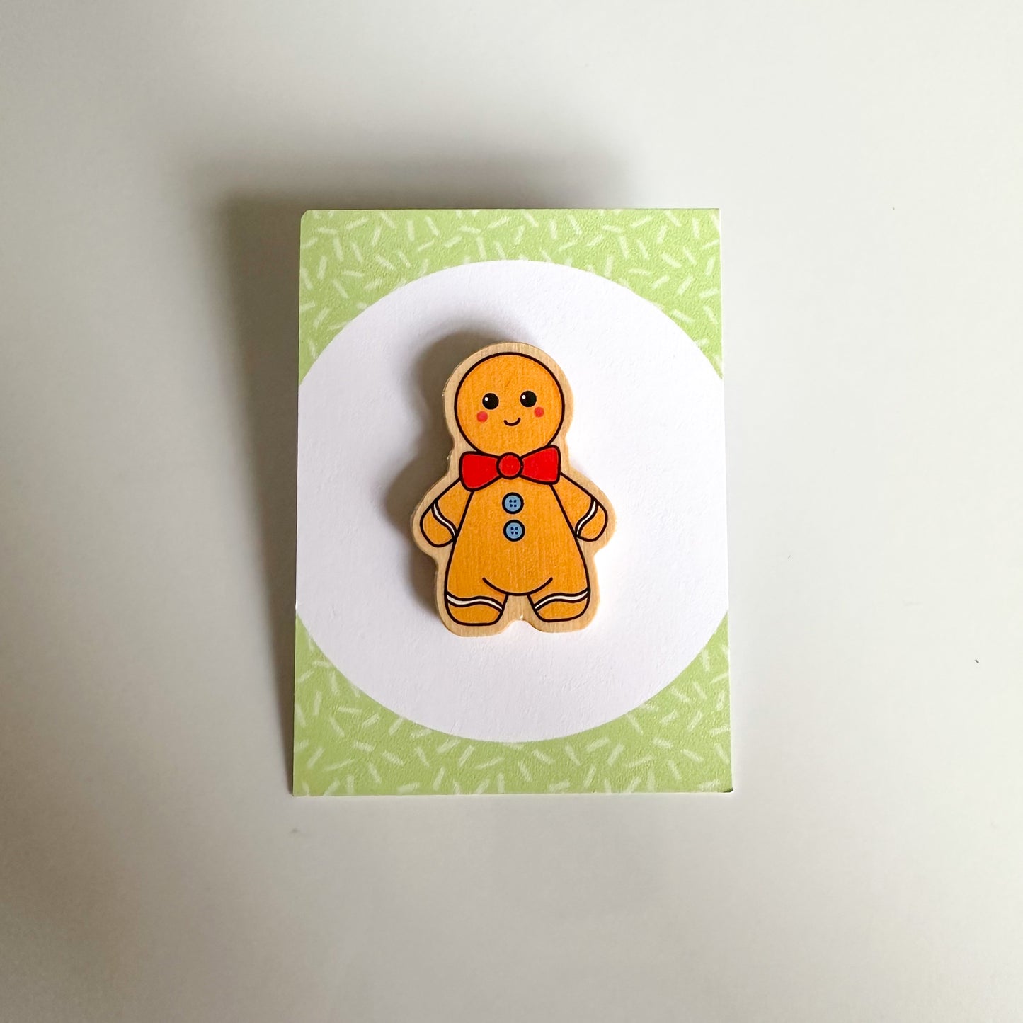 Gingerbread Man Wooden Pin Badge