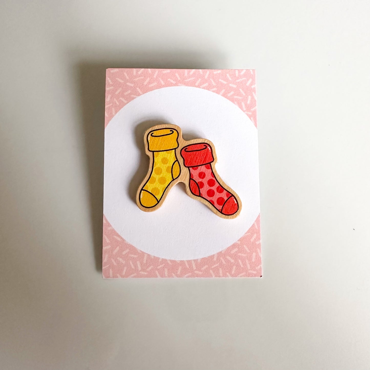 Odd Socks Wooden Pin Badge