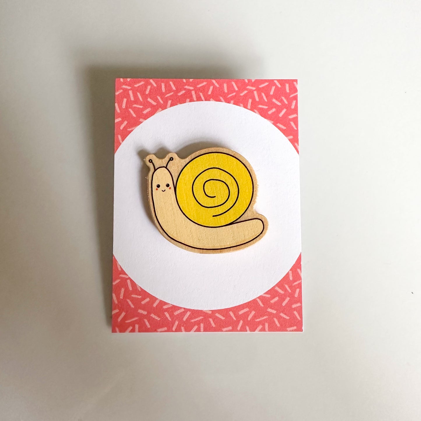 Snail Wooden Pin Badge