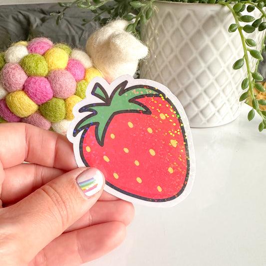 Strawberry Vinyl Die Cut Sticker