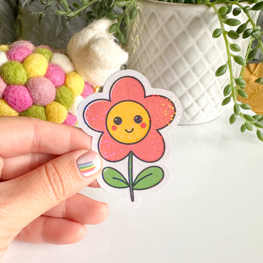 Happy Flower Vinyl Die Cut Sticker