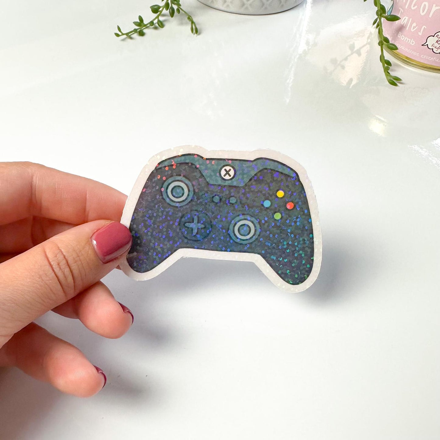 Gamer Glitter Vinyl Die Cut Sticker