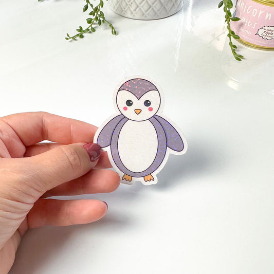 Penguin Glitter Vinyl Die Cut Sticker