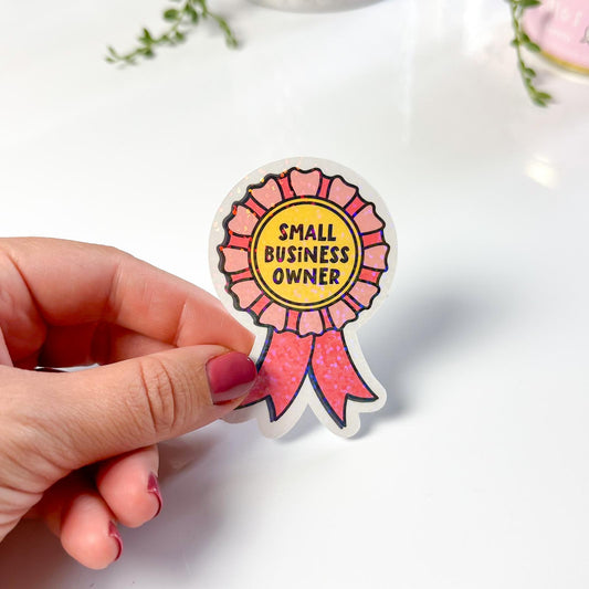 Small Business Owner Glitter Vinyl Die Cut Sticker