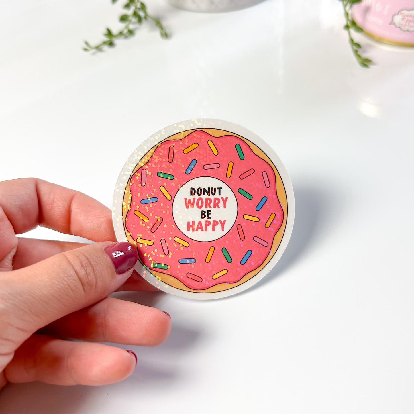 Donut Glitter Vinyl Die Cut Sticker