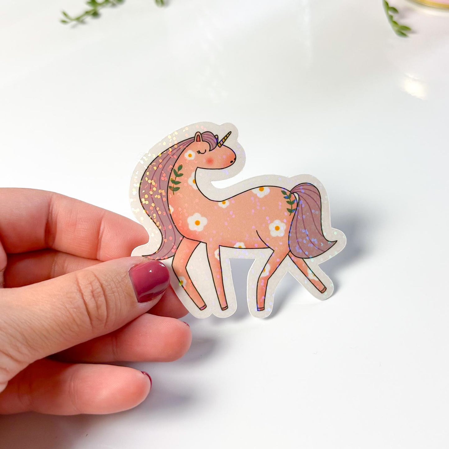 Unicorn Glitter Vinyl Die Cut Sticker