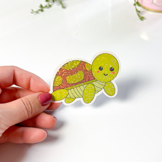 Turtle Glitter Vinyl Die Cut Sticker