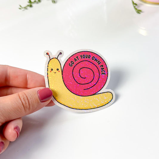 Snail Glitter Vinyl Die Cut Sticker