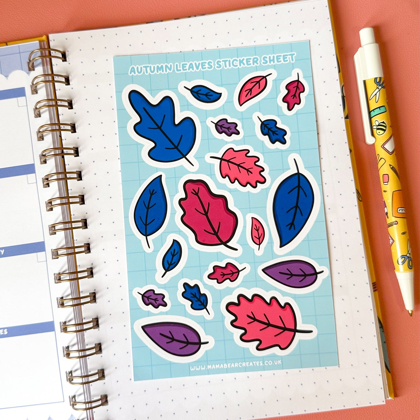autumn leaves sticker sheet on a journal