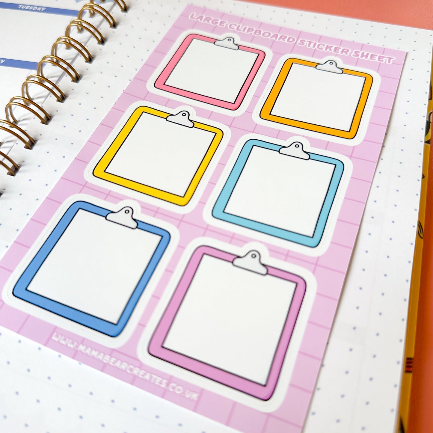large clipboard sticker sheet on journal