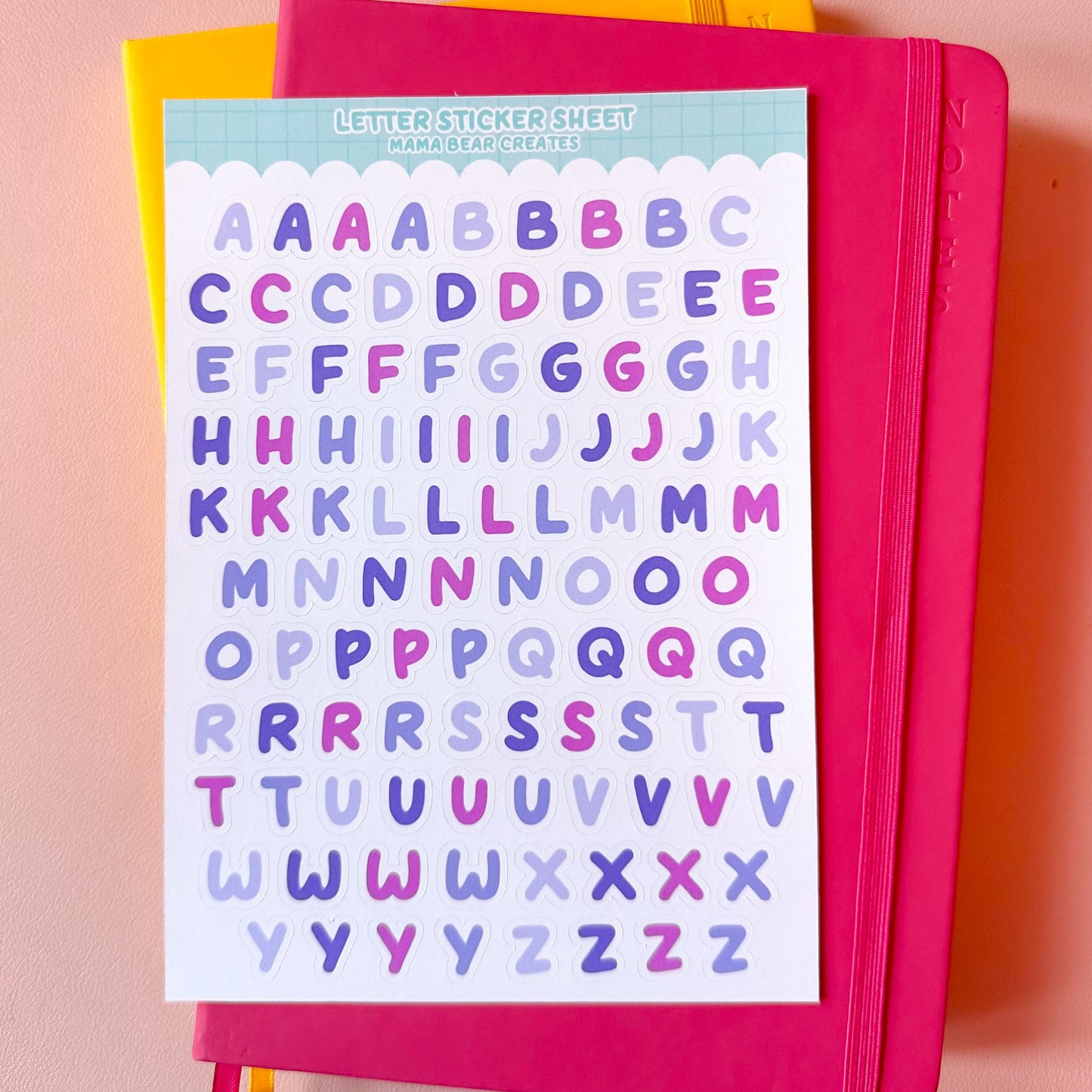 purple letter stickers